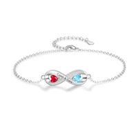 GemMyShin Personalized Birthstone Bracelets for Women Infinity Love Adjustable Bracelet with 2-5 Birthstones Jewelry Mother's Day Gift for Mom Daughter Wife Grandma, 2XL, Copper, Cubic Zirconia