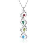 GemMyShin Personalized Birthstone Name Necklace Mother Daughter Necklace Custom Name Necklace with Birthstone Heart Pendant Mothers Day Jewelry Gifts for Women Christmas Gifts for Her, M, Brass, Cubic