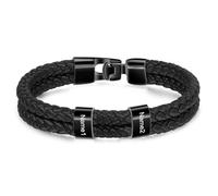 GemMyShin Personalized Leather Bracelet for Men 1-8 Name Beads Charm Men Bracelets Custom Engraved with Names Braid Leather Bracelet for Father Dad Husband Birthday Valentine Christmas Gifts, L