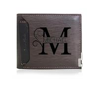 GemMyShin Personalized Leather Wallet for Men - Custom RFID Blocking Wallet with Engraved Name & initial - Ideal Gift for Husband, Dad, Boyfriend, Son, Anniversary Father's Day Gifts, 03-custom Name