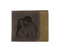 GemMyShin Personalized Leather Wallet for Men - Custom RFID Blocking Wallet with Engraved Name & initial - Ideal Gift for Husband, Dad, Boyfriend, Son, Anniversary Father's Day Gifts, 06-custom photo