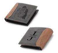 GemMyShin Personalized Leather Wallet for Men - Custom RFID Blocking Wallet with Engraved Name & initial - Ideal Gift for Husband, Dad, Boyfriend, Son, Anniversary Father's Day Gifts, 05-custom photo