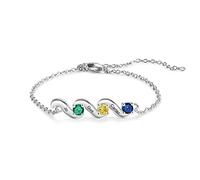 GemMyShin Personalized Name Birthstone Bracelet for Women, Custom Infinity Love Adjustable Bracelet with 2-5 Birthstones Jewelry Mothers Day Gifts for Mom Daughter Wife Grandma, L, Copper, Cubic