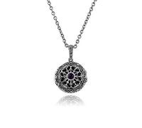Gemondo 925 Sterling Silver 0.10ct Amethyst & Marcasite 46cm Locket Necklace