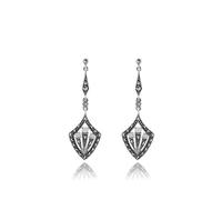 Gemondo 925 Sterling Silver Art Deco Opal & Marcasite Statement Drop Earrings
