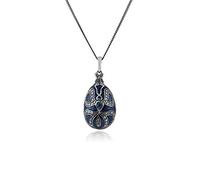 Gemondo 925 Sterling Silver Blue Topaz Decorative Egg Necklace
