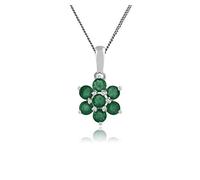 Gemondo 925 Sterling Silver Emerald Floral Cluster Pendant