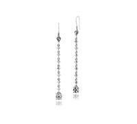 Gemondo 925 Sterling Silver Marcasite Long Dangle Heart & Square Drop Earrings