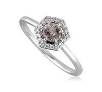 Gemondo 9ct White Gold 0.556ct Morganite & Diamond Halo Hexagon Ring - O