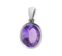 Gemondo 9ct White Gold 2.00ct Oval Cut Amethyst Classic Single Stone Pendant on Chain