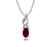 Gemondo 9ct White Gold Oval Ruby Classic Pendant Necklace Red With Diamonds
