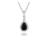 Gemondo 9ct White Gold Pear Sapphire & Diamond Classic Cluster Pendant
