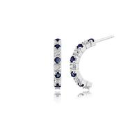 Gemondo 9ct White Gold Round Sapphire & Diamond Eternity Style Half Hoop Earrings