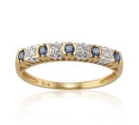 Gemondo 9ct Yellow Gold 0.24ct Natural Sapphire & Diamond Half Eternity Ring
