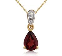 Gemondo 9ct Yellow Gold 0.75ct Garnet & Diamond Pear Shaped Pendant