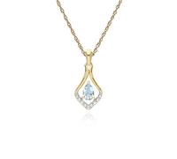 Gemondo 9ct Yellow Gold Aquamarine & Diamond Classic Leaf Pendant