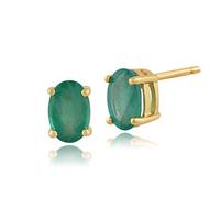 Gemondo 9ct Yellow Gold Oval Emerald Classic Claw Set Stud Earrings