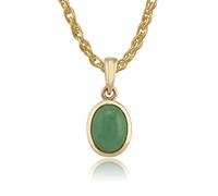 Gemondo 9ct Yellow Gold Oval Jade Classic Bezel Set Pendant