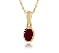 Gemondo 9ct Yellow Gold Oval Ruby Classic Bezel Set Pendant Necklace