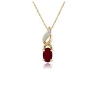 Gemondo 9ct Yellow Gold Oval Ruby Classic Pendant Necklace Red With Diamonds