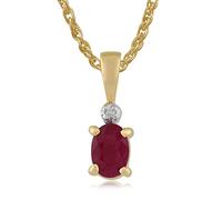 Gemondo 9ct Yellow Gold Oval Ruby Classic Pendant With Diamond