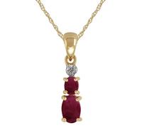 Gemondo 9ct Yellow Gold Oval Ruby & Diamond Classic Pendant Necklace