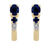 Gemondo 9ct Yellow Gold Oval Sapphire & Diamond Classic Hoop Earrings