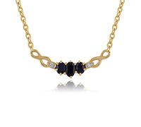Gemondo 9ct Yellow Gold Oval Sapphire & Diamond Classic Necklace