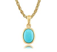 Gemondo 9ct Yellow Gold Oval Turquoise Classic Bezel Set Pendant
