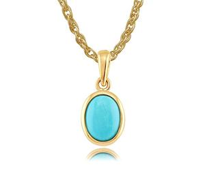 Gemondo 9ct Yellow Gold Oval Turquoise Classic Bezel Set Pendant