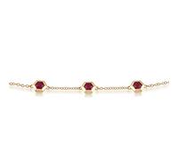 Gemondo 9ct Yellow Gold Round Ruby Hexagon Chain Bracelet