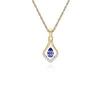 Gemondo 9ct Yellow Gold Round Tanzanite & Diamond Classic Leaf Pendant