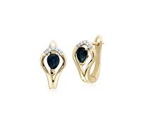 Gemondo 9ct Yellow Gold Sapphire & Diamond Leaf Leverback Earrings