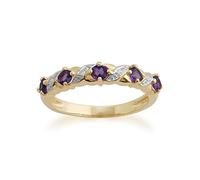 Gemondo Amethyst Ring, 9ct Yellow Gold 0.40ct Amethyst & Diamond Half Eternity Ring