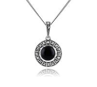 Gemondo Art Deco Necklace, 925 Sterling Silver 1.20ct Black Onyx & Marcasite 45cm Necklace