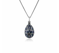 Gemondo Women's Art Nouveau Style Pear Blue Topaz Faberge Egg Style Pendant in 925 Sterling Silver | Size: 18 inches Gemondo Blue 18 inches