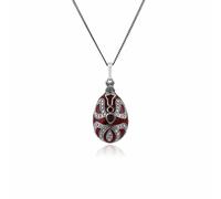 Gemondo Art Nouveau Style Pear Garnet Egg Style Pendant in 925 Sterling Silver
