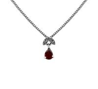 Gemondo Women's Art Nouveau Style Pear Garnet & Marcasite Pendant in 925 Sterling Silver | Size: 18 inches Gemondo Silver 18 inches