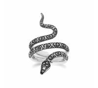 Gemondo Art Nouveau Style Round Marcasite Snake Statement Ring in 925 Sterling Silver - N 1/2