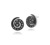 Gemondo Art Nouveau Style Round Marcasite Spiral Stud Earrings in 925 Sterling Silver