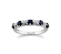 Gemondo Art Nouveau Style Sapphire & Diamond Half Eternity Ring in 9ct White Gold - P