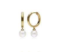 Gemondo Caruso Pearl Dangle Hoop Earrings in Gold Plated Sterling Silver