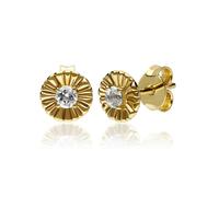 Gemondo Caruso White Topaz Floral Stud Earrings in Gold Plated Sterling Silver