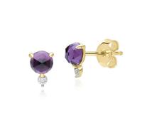Gemondo Classic Amethyst & Diamond Stud Earrings in 9ct Yellow Gold