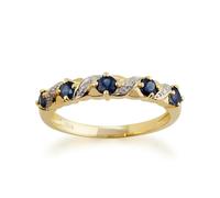 Gemondo Women's Classic Art Nouveau Round Sapphire & Diamond Half Eternity Ring In 9ct Yellow Gold in Blue | Size: K Gemondo Blue K