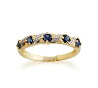 Gemondo Classic Art Nouveau Round Sapphire & Diamond Half Eternity Ring In 9ct Yellow Gold - W