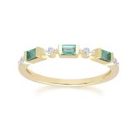 Gemondo Classic Baguette Emerald & Diamond Eternity Ring in 9ct Yellow Gold - O