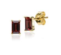 Gemondo Classic Baguette Garnet Claw Set Stud Earrings in 9ct Yellow Gold