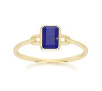 Classic Baguette Lapis Lazuli Ring in 9ct Yellow Gold Size: P