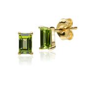 Gemondo Classic Baguette Peridot Stud Earrings in 9ct Yellow Gold - 9ct Yellow Gold Peridot Single Stone Star Stud Earrings